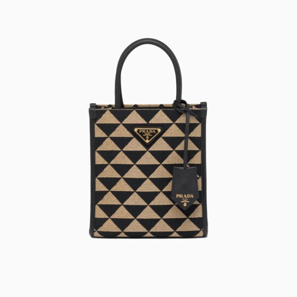 Symbole embroidered fabric mini bag