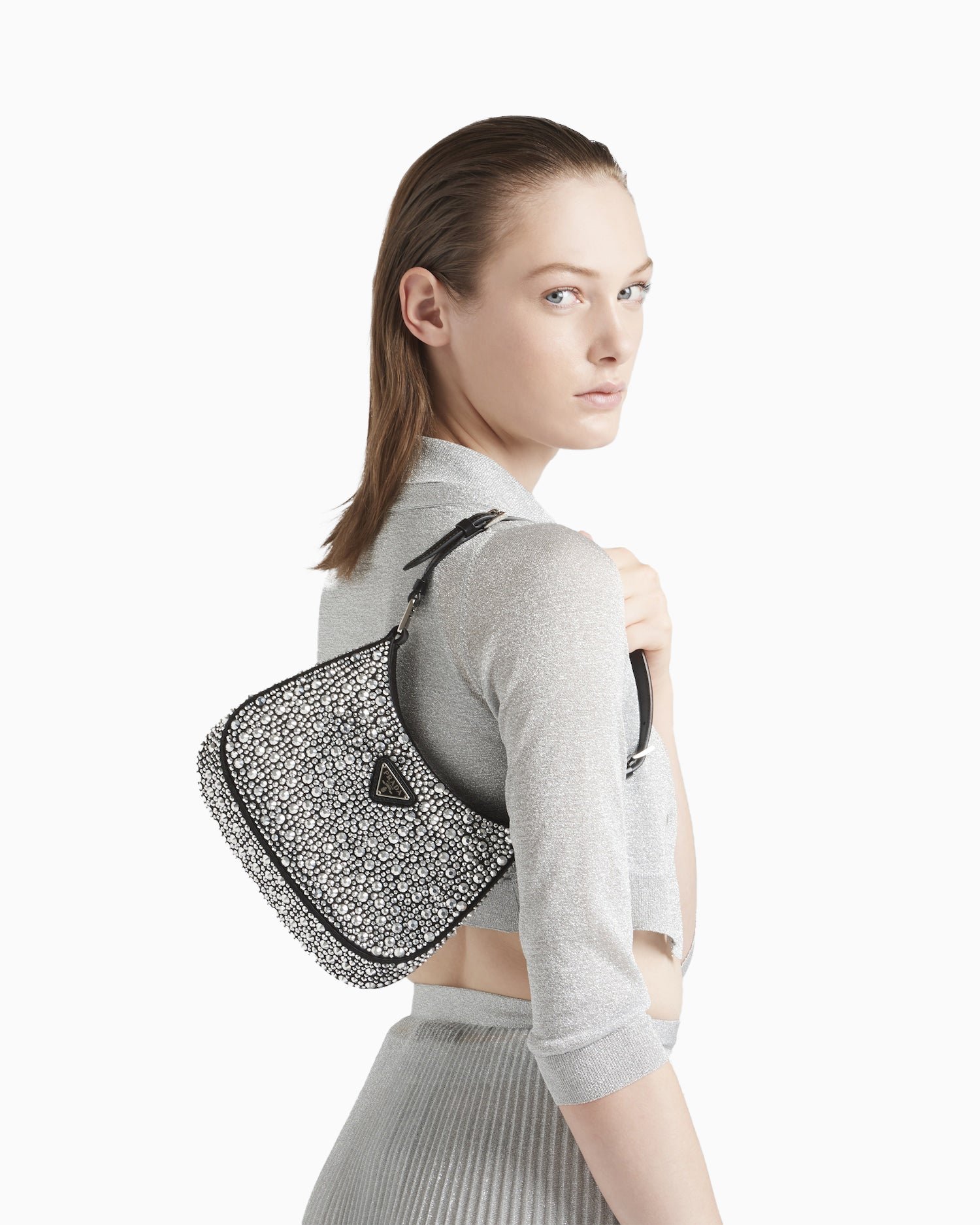 Cleo satin bag with crystals